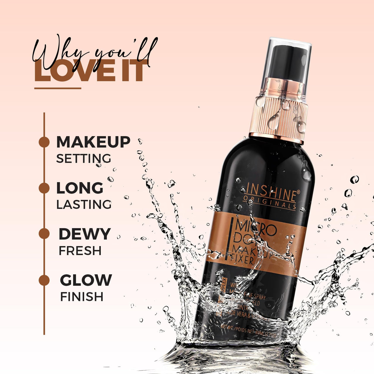 INSHINE ORIGINALS Micro Dot Makeup Fixer Spray - Setting Spray for Long-Lasting Makeup, Hydrating & Lightweight Formula