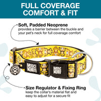 Max & Molly Soft Padded Neoprene Dog Collar w/Smart ID Gotcha! QR Pet Safety Tag, Durable, Waterproof, Anti-Stink, Machine Washable Collar for Dogs, Monkeys Pattern, L