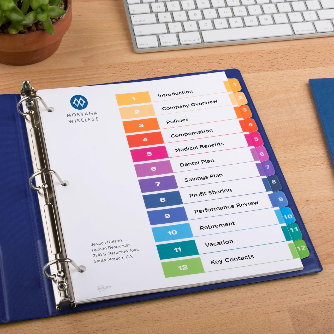 Avery 12 Tab Dividers for 3 Ring Binders, Customizable Table of Contents, Multicolor Tabs, 1 Set (11141) 12 tabs