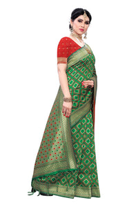 AKHILAM Women's  Banarasi silk woven Design Saree with Unstitched Blouse Piece(GNG220_QL_Parent)