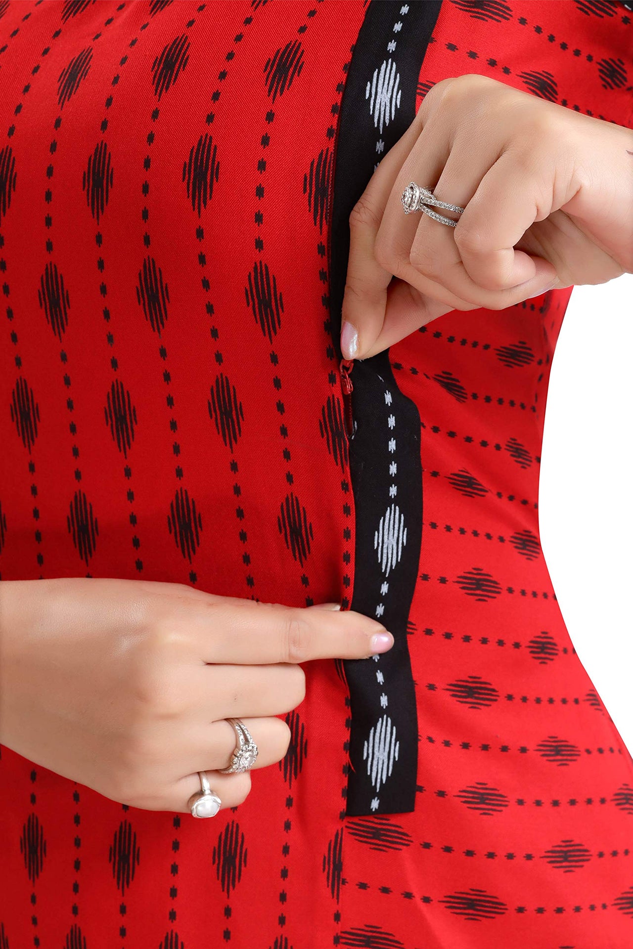 Priscilla RAYON COTTON FEEDING KURTIS FOR WOMEN WITH ZIPPERS