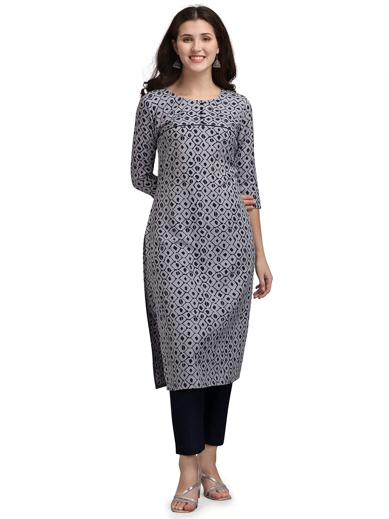 NAINVISH Women's  Pure Cotton Printed Straight Kurti (SD190-191_K)