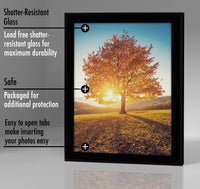 Americanflat 8x10 Picture Frame in Black - Engineered Wood Photo Frame with Shatter-Resistant Glass, Hanging Hardware, and Easel for Wall and Tabletop Display