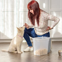 IRIS USA 10 Lbs / 12.75 Qt WeatherPro Airtight Pet Food Storage Container, for Dog Cat Bird and Other Pet Food Storage Bin, Keep Fresh, Translucent Body, BPA Free, Clear/Gray