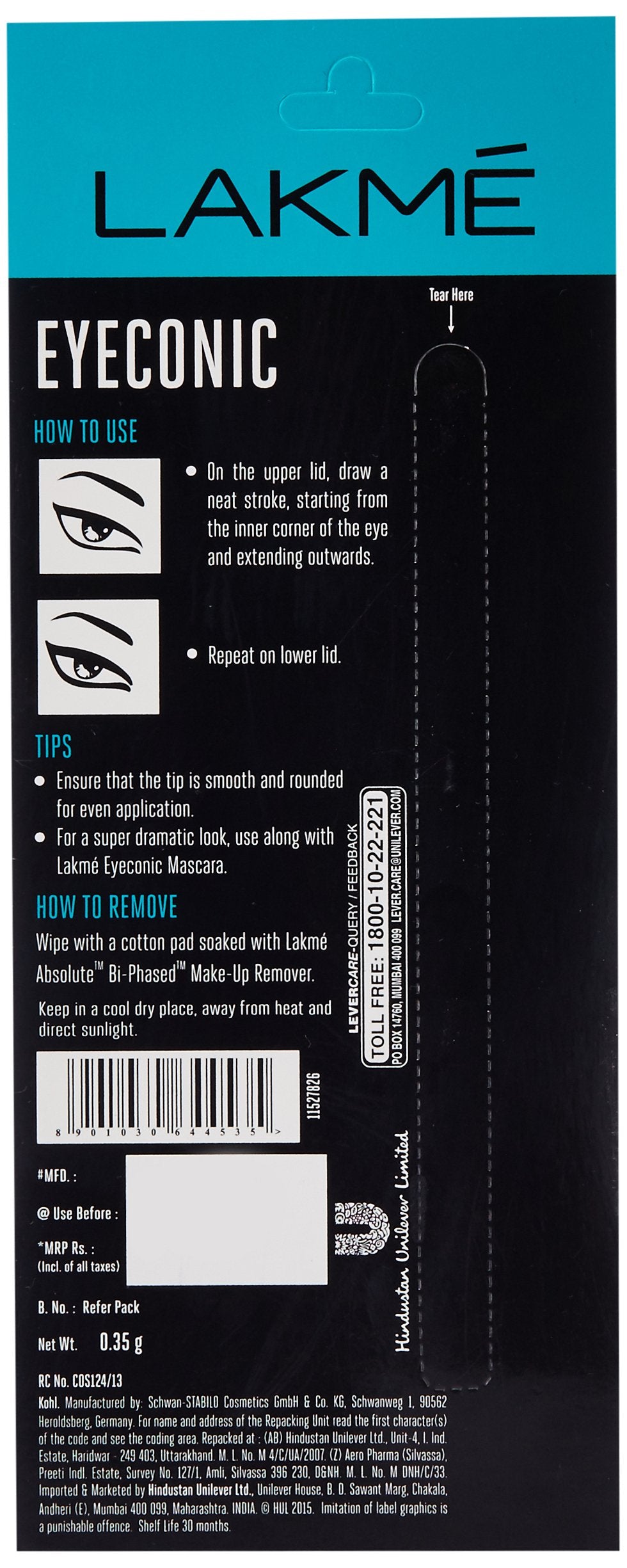 Lakmé Absolute Shine Glossy Liquid Eye Liner, Black, 4.5Ml And Lakmé Eyeconic Kajal, Classic Brown, 0.35G