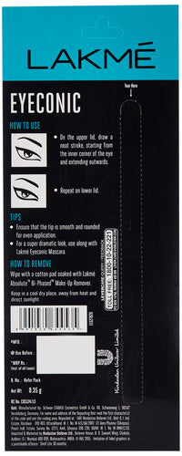Lakmé Absolute Shine Glossy Liquid Eye Liner, Black, 4.5Ml And Lakmé Eyeconic Kajal, Classic Brown, 0.35G