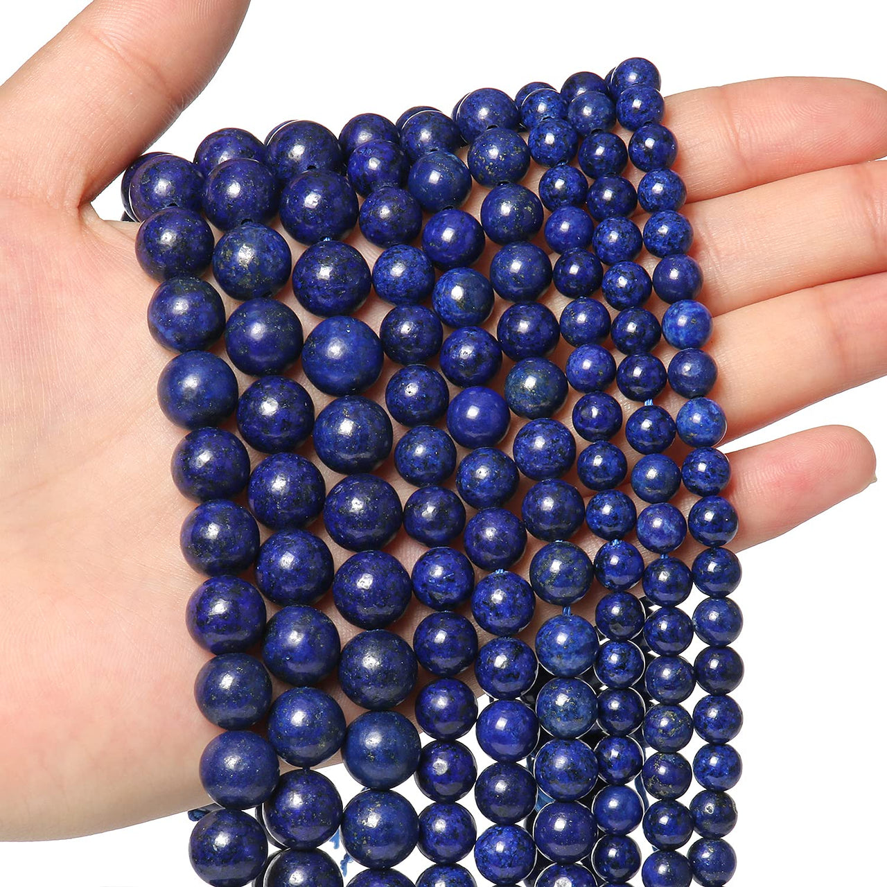 45pcs 8mm Natural Stone Beads Lapis Lazuli Beads Energy Crystal Healing Power Gemstone for Jewelry Making, DIY Bracelet Necklace