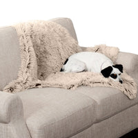 Furhaven Waterproof Throw Blanket for Dogs & Indoor Cats, Washable - Shaggy Plush Calming Long Faux Fur & Velvet Dog Blanket - Taupe, Medium Blanket - Long Faux Fur (Taupe) 40.0