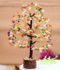 Chakra Tree - Crystal Tree - Gemstone Tree - Feng Shui Tree - Money Tree Bonsai - Healing Crystal - 7 Chakra Tree of Life - Home Decor - Spiritual Gift - Seven Chakra Tree - Handmade Crystal Gift Mix Chakra (Golden Wire)