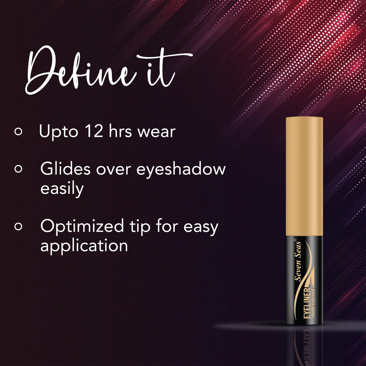 Seven Seas Sharp Eyeliner Long Lasting, Waterproof Eyeliner for women, (Black, 7ml)