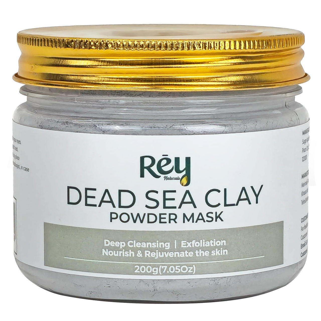Rey Naturals Dead Sea Clay Face Pack - 200g | Face Clay Mask for Skin Hydration & Detoxification | Minimize Blackheads & Acne | Draws Out Impurities, Dirt & Toxins From Skin