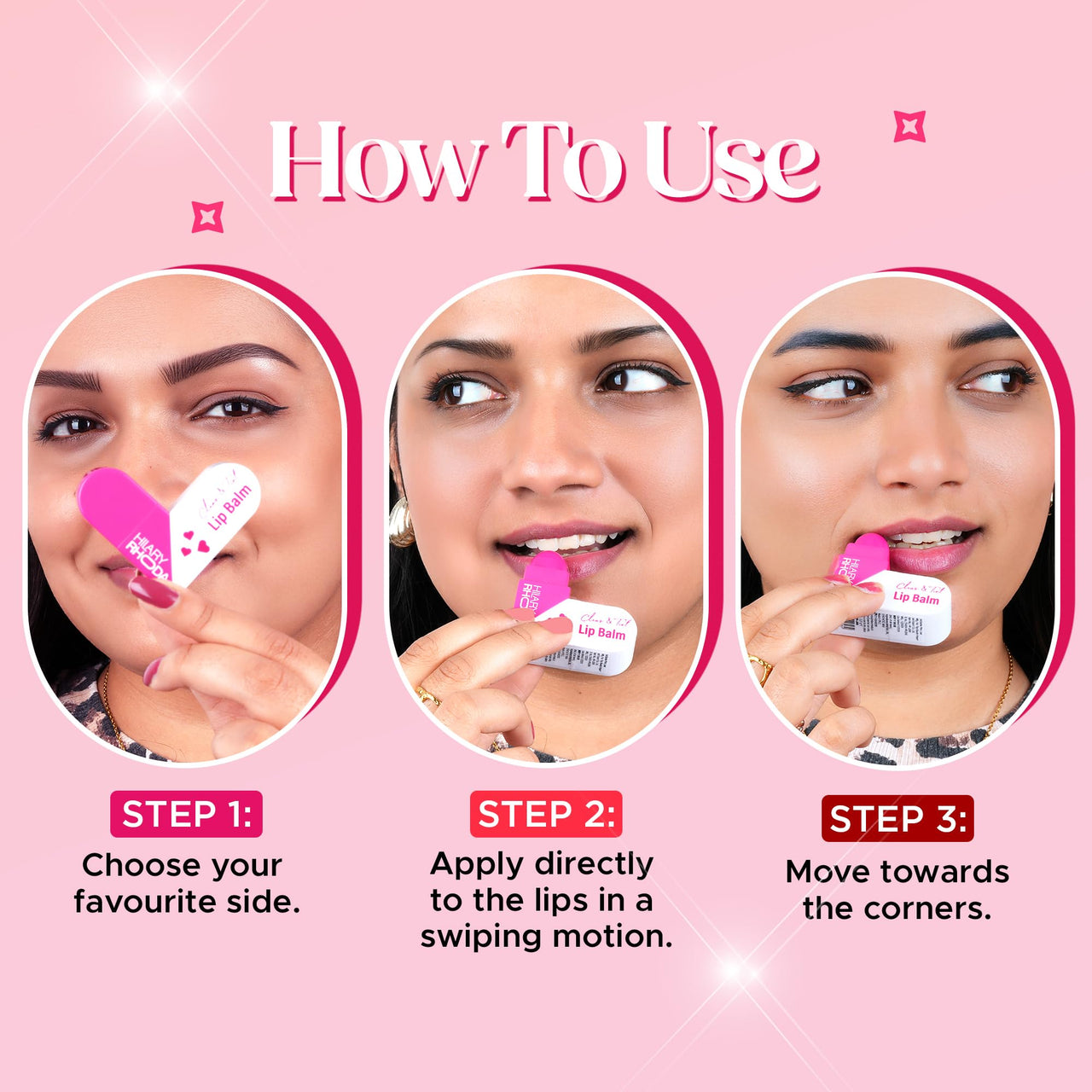 Hilary Rhoda Clear & Tint Lip Balm | Infused with Aloe Vera & Shea Butter | Hydrates & Nourishes Lips | 2 Sided Lip Balm | Glides on lips Smoothly - 2.27g*2 (Pink Love - Shade 02)