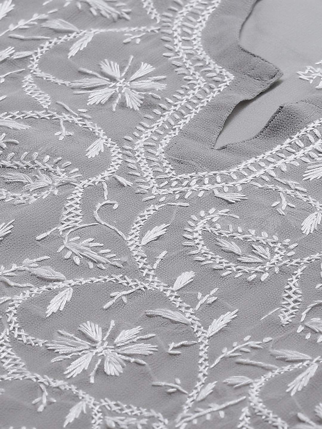 Ada Lucknowi Hand Embroidered Traditional Chikankari Georgette Kurta Kurti with Slip for Women