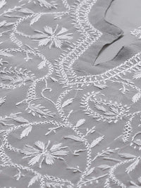 Ada Lucknowi Hand Embroidered Traditional Chikankari Georgette Kurta Kurti with Slip for Women