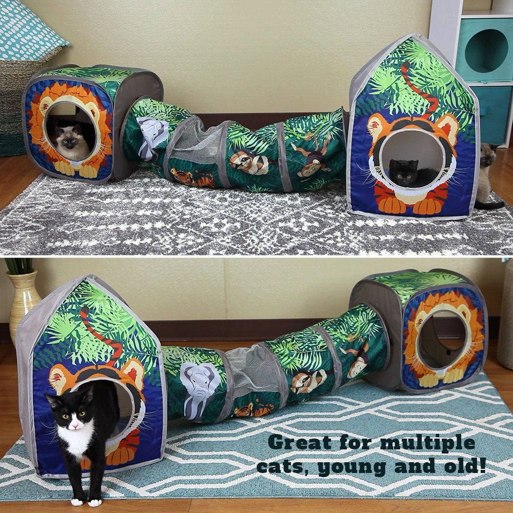 Kitty City Pop Open Jungle Combo,Collapsible Cat Cube, Play Kennel, Cat Bed, Tunnel, Cat toys