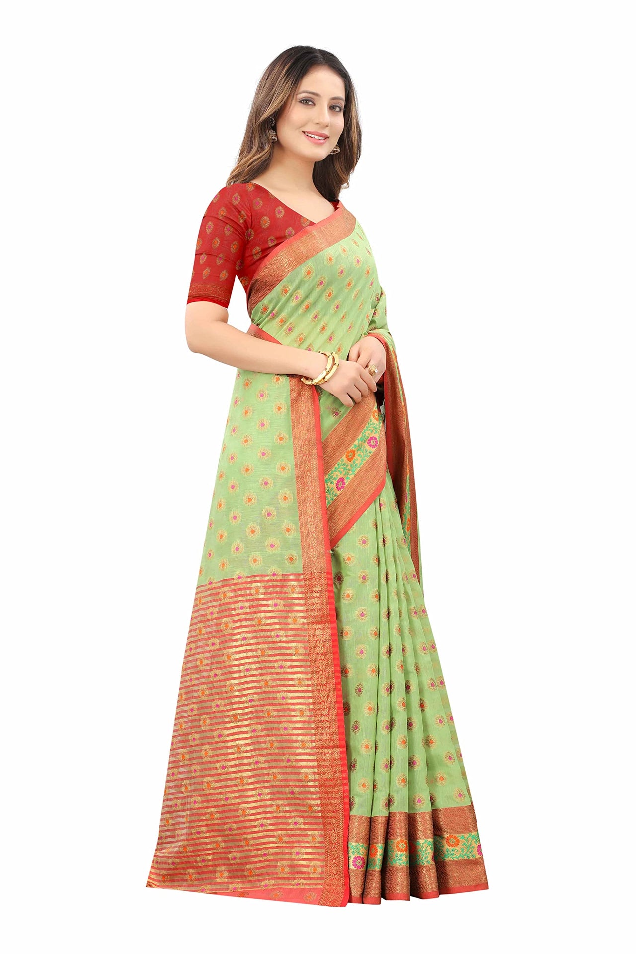 Silk Zone Women's  Cotton Woven Saree