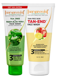 Aryanveda Tea Tree Face Wash With Neem & Aloe Vera Extracts, 120 Gm (Pack Of 2) (Tea Tree Face Wash + Tanend Tan Removal Face Wash)