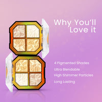 Seven Seas Moon Face Shimmery Highlighter & Eyeshadow Palette | Highly blend-able | Highlighter Palette For Women (Multicolor 03, 12g)