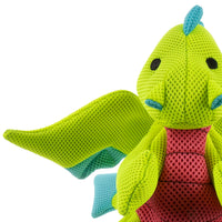 goDog Mesh Dragons Squeaky Plush Dog Toy, Double Chew Guard Technology - Green, Large Double Chew Guard Dragon