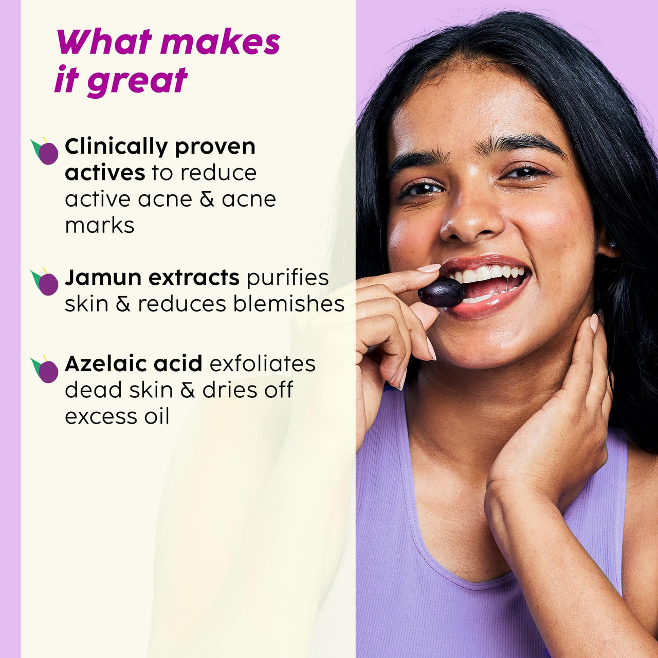 PLIX - THE PLANT FIX The Plan Fix | Jamun Active Acne Regime For Unisex, 2% Salicylic Acid Toner, Serum, Facewash, Moisturizer, & Gel With Free Acne Patch