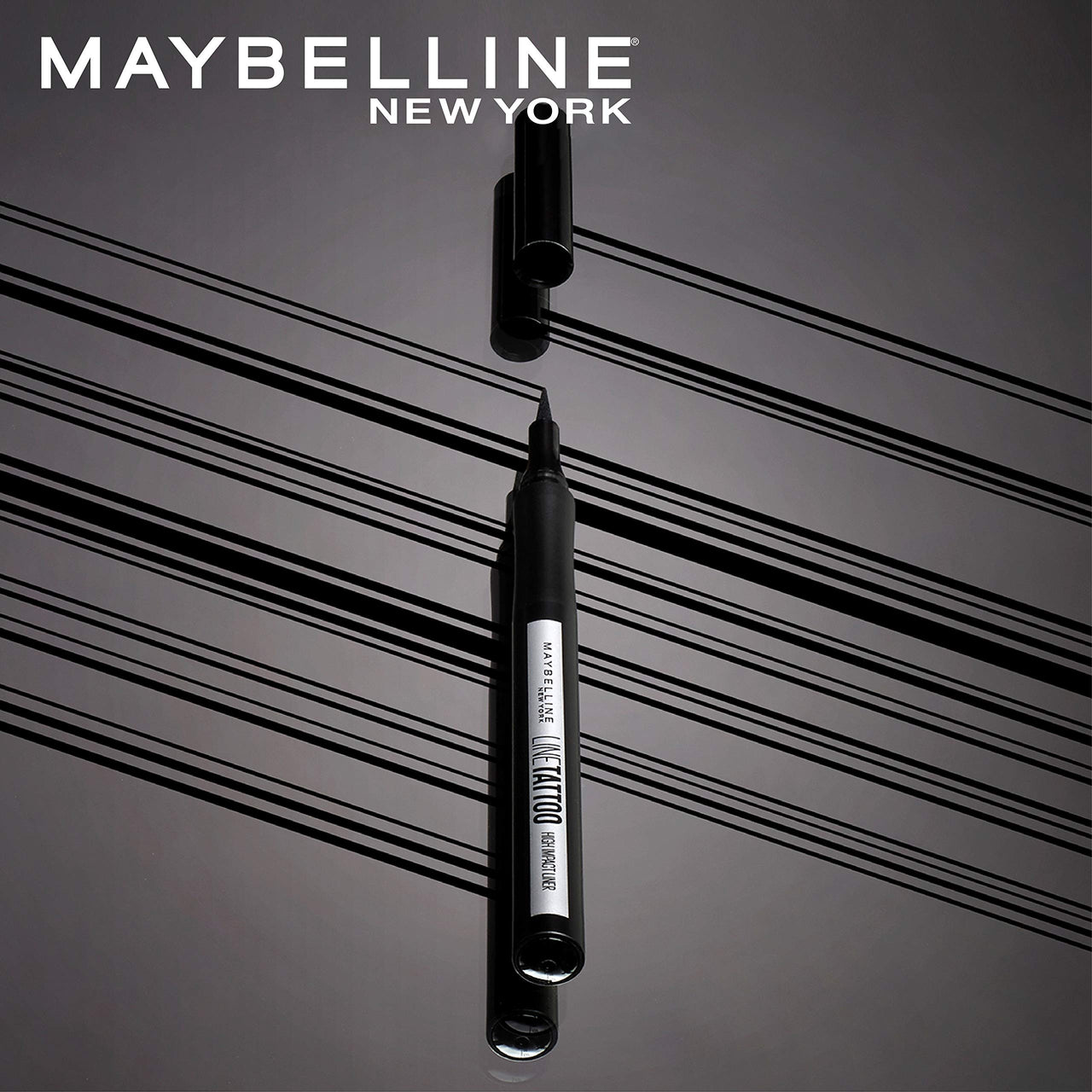 Maybelline New York Pencil Matte Finish Eyeliner, Intense Eyeliner, Long-lasting, Felt-tip Applicator, Line Tattoo High Impact Liner, Black (Pack of 2)