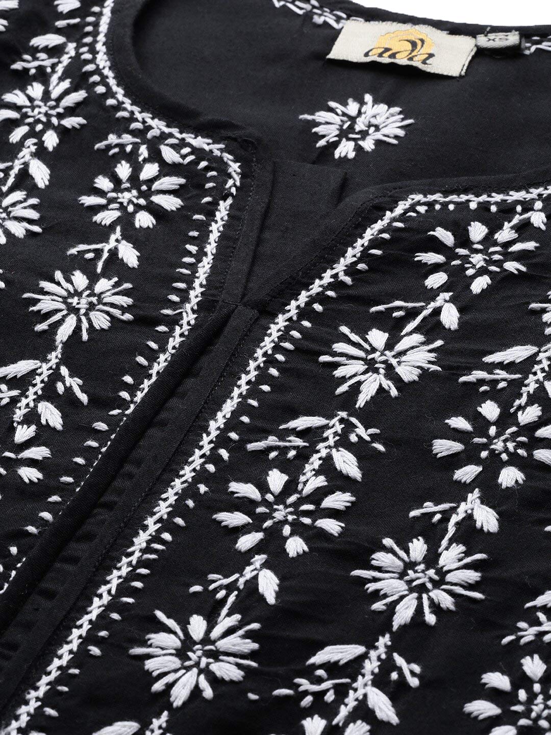 Ada Hand Embroidered Lucknowi Chikankari Ethnic Wear Cotton Kurta Kurti Tunic for Women