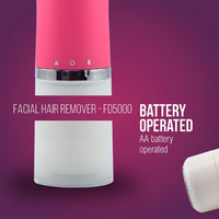 Havells Female Lady Facial Hair Remover/Shaver | Rotary Blades for Clean & Smooth Touch for Upper Lips,Chin7 Cheeks | Wet & Dry Use | Battery Powered | Mirror Included | Hot Pink | FD5000,Multicolour