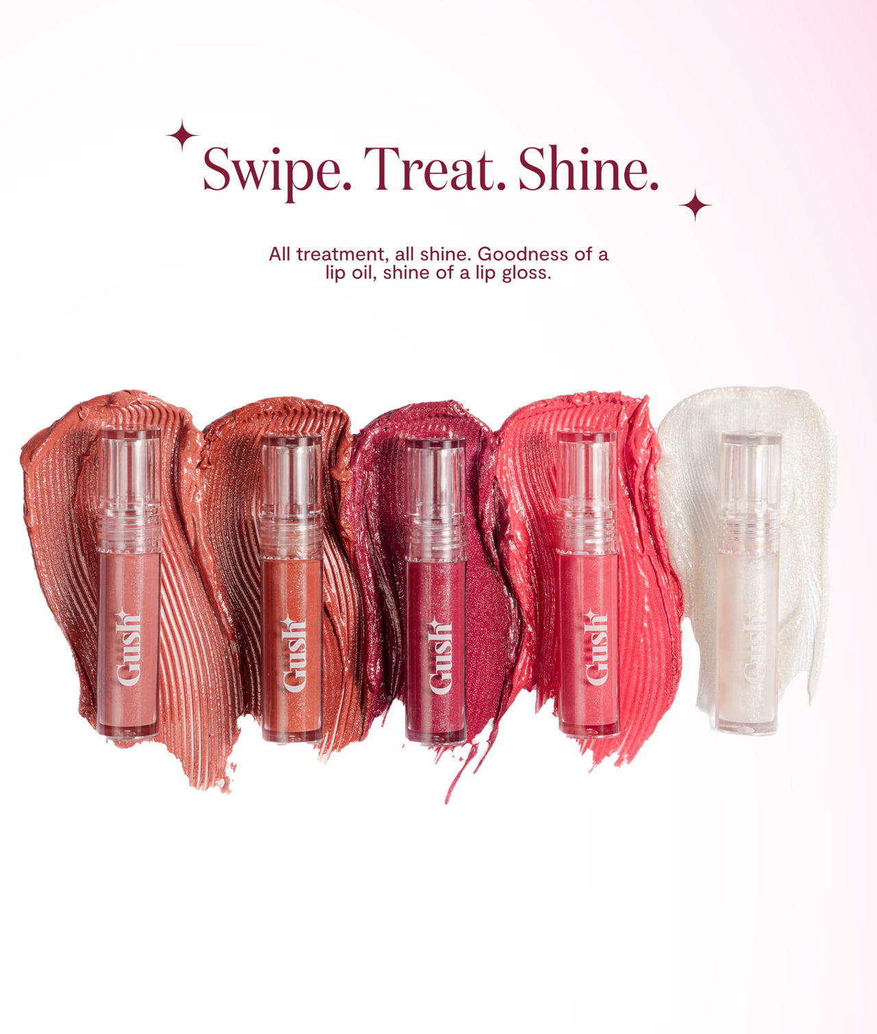 Gush Beauty Glaze Lip Oil Gloss High Shine & Hydrating Pink Gloss | Lightweight & Non Sticky | Vegan & Paraben Free | Toxin Free - Candy glaze 2.8ml (Wine'oclock)