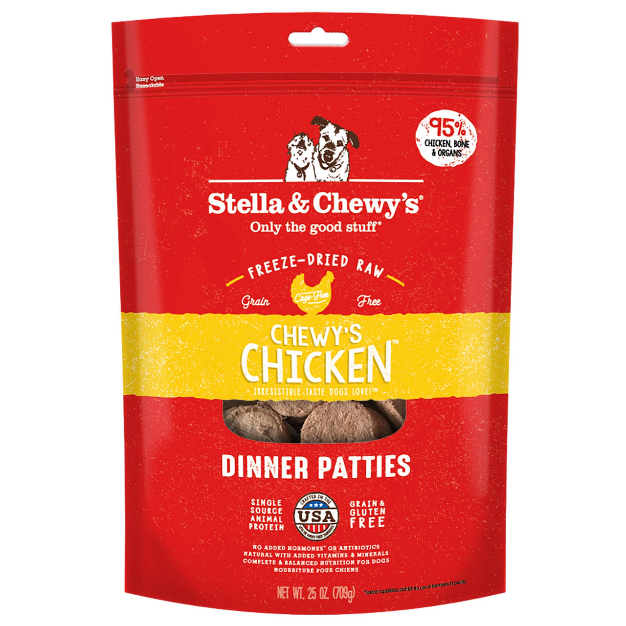 Stella & Chewy's  Freeze Dried Raw Dinner Patties  Grain Free Dog Food, Protein Rich Chewys Chicken Recipe  25 oz Bag