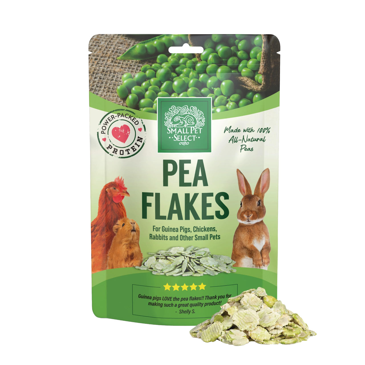 Small Pet Select- Pea Flakes, 8oz,green