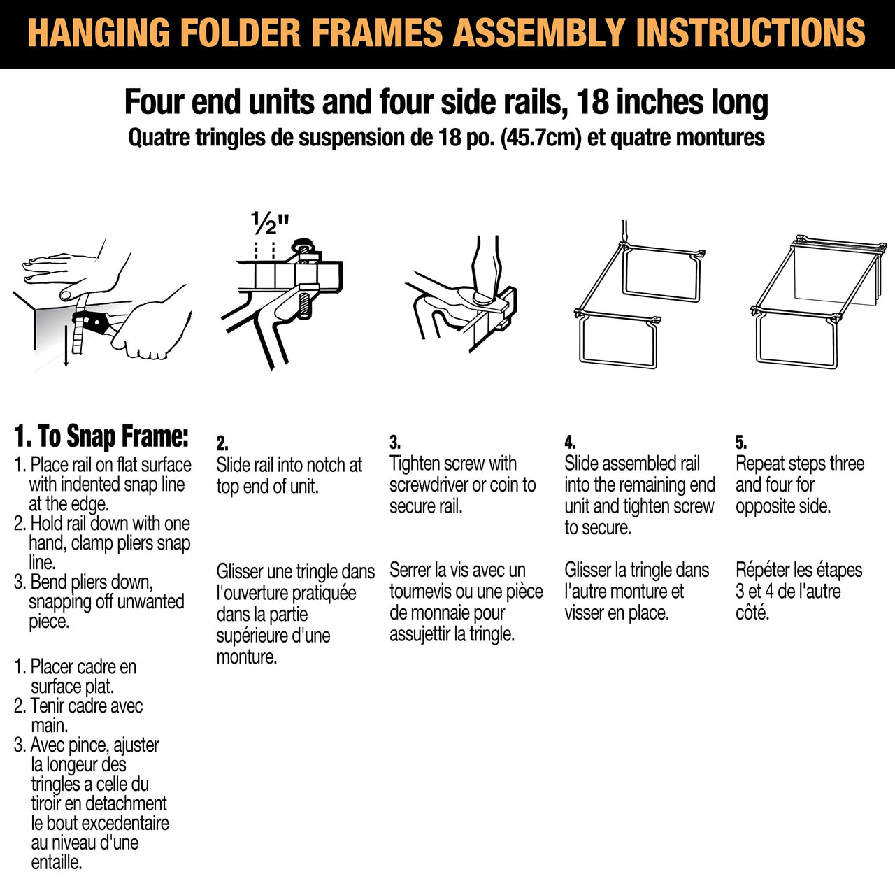 Officemate Hanging File Frame, 24-27, Letter Size, Steel, 1 Set (91964)