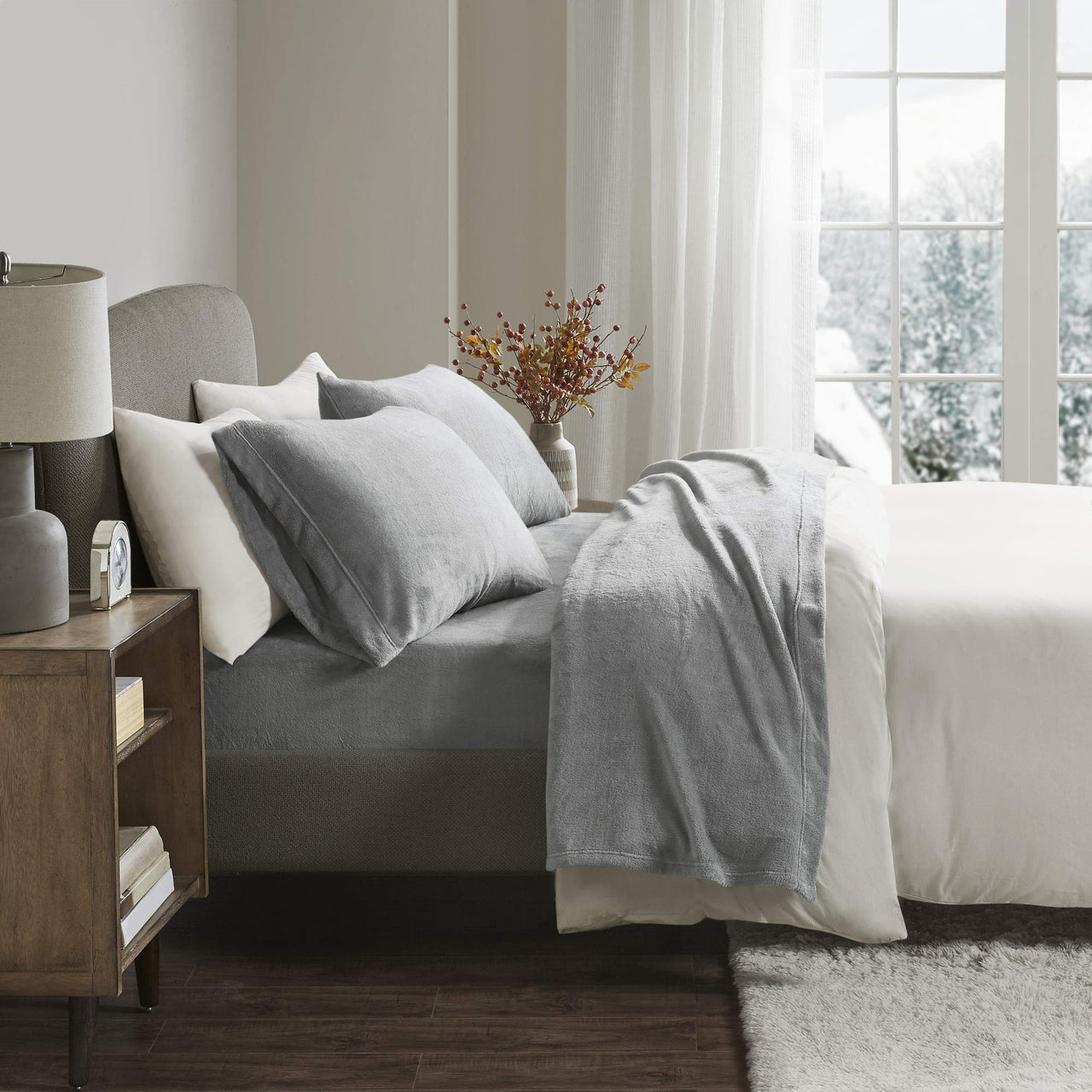 Sleep Philosophy True North Fleece Sheet Set Full, Solid Color, Warm & Plush Sheets Soft Fleece Bedding Full Size Sheets, Fitted Pocket Fits Up to 16" Mattress, Soloft, Full Burgundy 4 Piece
