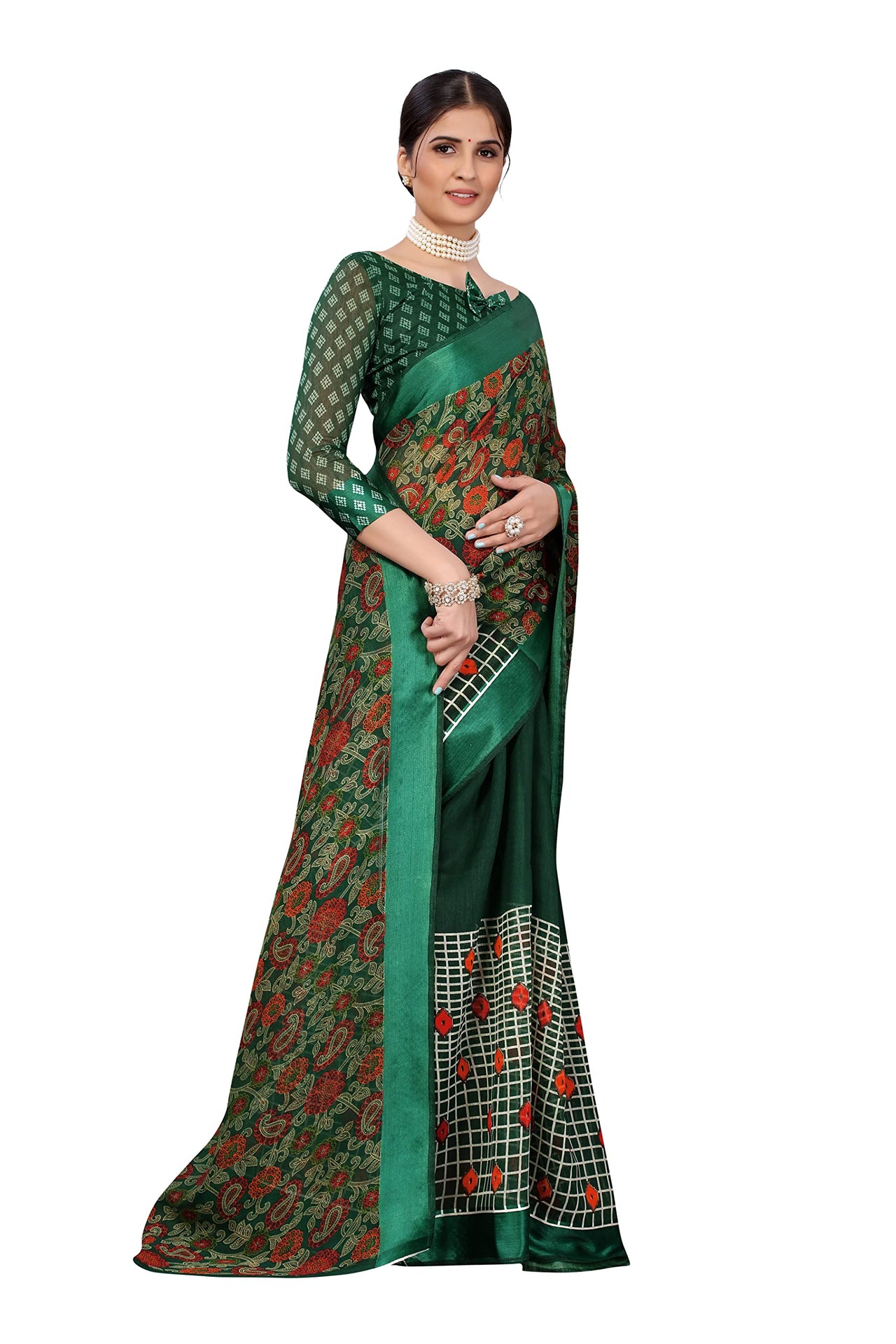 Yashika Women's  Linen Saree Maroon