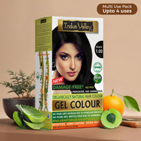 INDUS VALLEY Organically Natural Damage Free Gel Colour Black Herbal Hair Colour with Deep Nourishing Hair Eaze Spa 175ml For Hair Care (220g + 175ml)