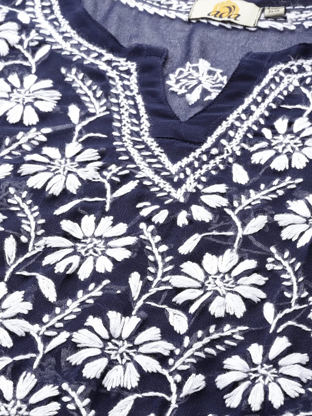 Ada Lucknowi Hand Embroidered Traditional Chikankari Georgette Kurta Kurti with Slip for Women