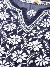 Ada Lucknowi Hand Embroidered Traditional Chikankari Georgette Kurta Kurti with Slip for Women