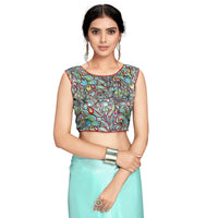 Cloud walker Women Soft Satin Silk Saree With Digital Printed Unstiched Blouse Piece(5.5m Saree +0.8m Blouse Piece).