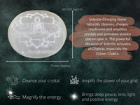 Amazing Gemstone Selenite Palm Stone - Buddha Engraved Hot Massage Worry Stone for Natural Body Chakra Balancing, Reiki Healing and Crystal Grid Selenite (Buddha Engraved)