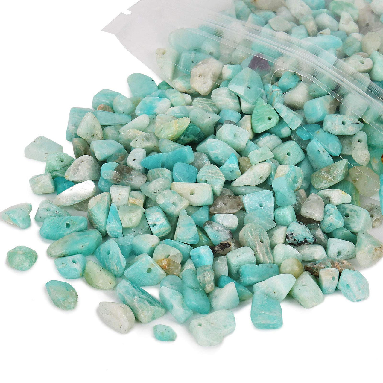 456 PCs Natural Chip Stone Beads, 5-8mm Irregular Multicolor Gemstones Loose Crystal Healing Amazonite Rocks with Hole for Jewelry Making DIY Crafts