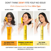 Foxtale SPF 70 Niacinamide Dewy Sunscreen with PA++++ For Dewy Sun Protection | Prevents Tan | Lightenweight, Non Greasy, No White Cast | Anti-Tan Formula | For Men & Women | 50 Ml