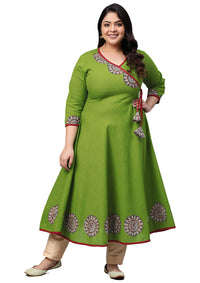 Yash Gallery Women's  Cotton Angrakha Kurta
