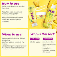 PLIX - THE PLANT FIX Pineapple Depigmentation regime for Fresh, Bright & Even Skin | With Juicy Cleanser & Body Wash & Moisturizer | Reduces Pigmentation & Dark Spots| Smoothens Strawberry Skin | For All Skin Types l Men & Women