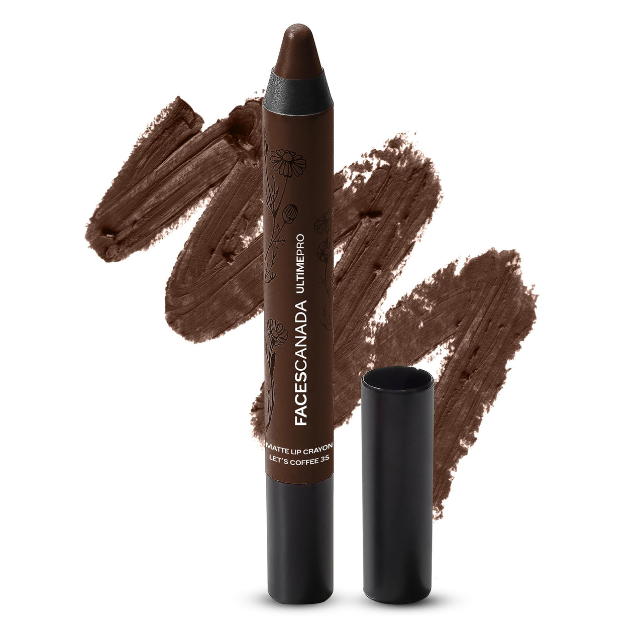 FACES CANADA Ultime Pro Matte Lip Crayon - Let's Coffee (Brown), 2.8g | 8HR Long Stay | Smooth Creamy Matte Texture | Intense Color in 1 Stroke | Hydrates With Chamomile & Cocoa Butter