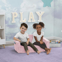 Serta Perfect Sleeper Extra Wide Convertible Sofa to Lounger - Comfy 2-in-1 Flip Open Couch/Sleeper for Kids, Pink