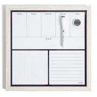 U Brands Rustic Weekly Dry Erase Planner Board, 14 x 14 Inches, Office Supplies, White Wood Frame
