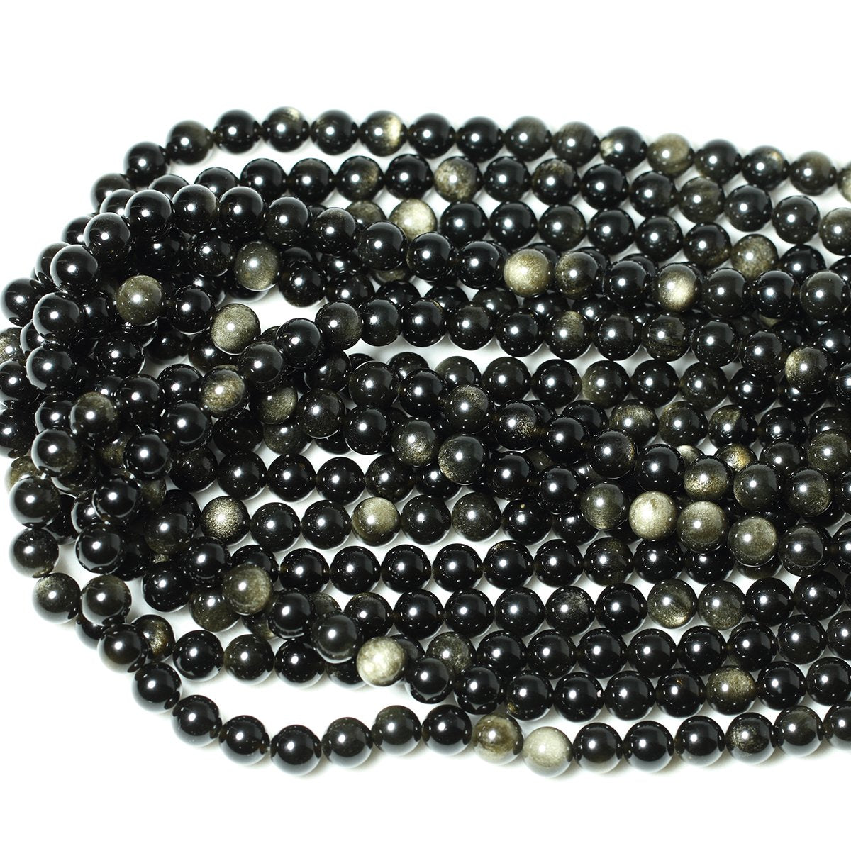 CHEAVIAN 45PCS 8mm Natural Golden Obsidian Gemstone Round Loose Beads Crystal Energy Stone Healing Power for Jewelry Making 1 Strand 15" Gold Obsidian