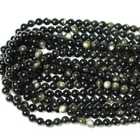 CHEAVIAN 45PCS 8mm Natural Golden Obsidian Gemstone Round Loose Beads Crystal Energy Stone Healing Power for Jewelry Making 1 Strand 15