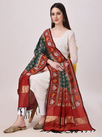KAPAAHA Women's  Woven Silk Blend Patola Fulwadi Dupatta, Width 45 inch, Length 2.5 meter