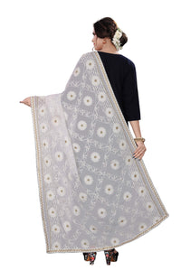 AKSHAR LLC Miss India Women's  Chiffon Dupatta With Karachi Embroidery Work