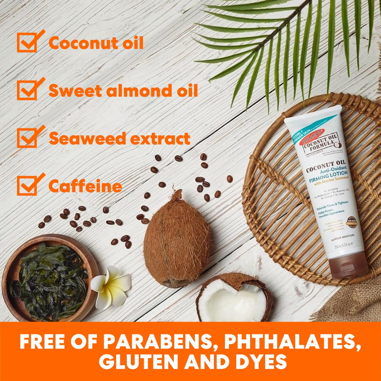 Palmer's Coconut Oil Firming Lotion, Anti-Oxidant, Free of Dyes, Parabens, Phthalates, Mineral Oil & Gluten - 250ml